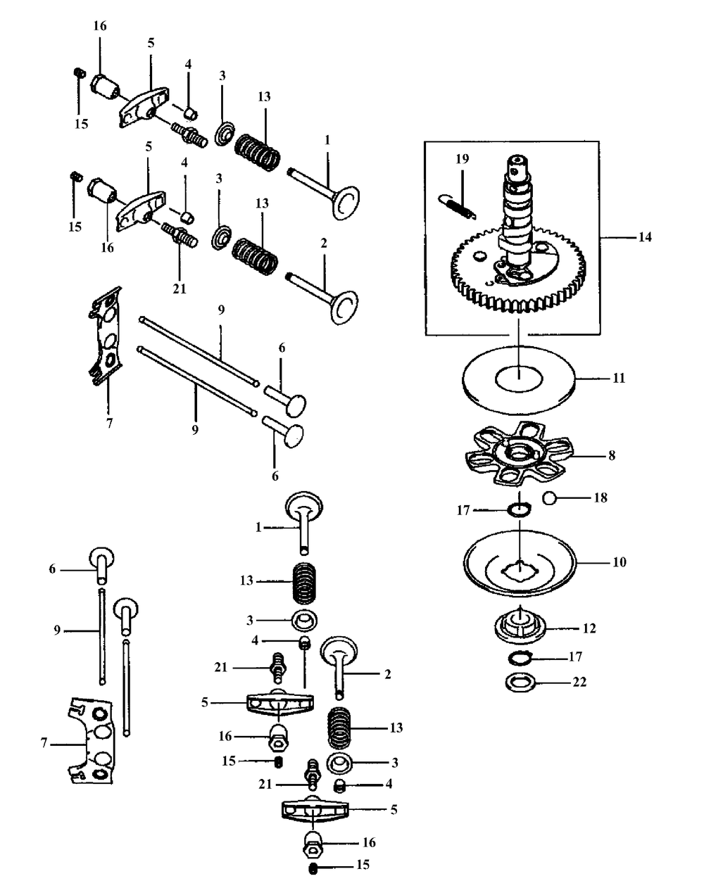 Fh500v-Cs14 Valve And Camshaft Diagram and Parts List for H1748 55AE3D4S750-WAM Cub Cadet Lawn Mower